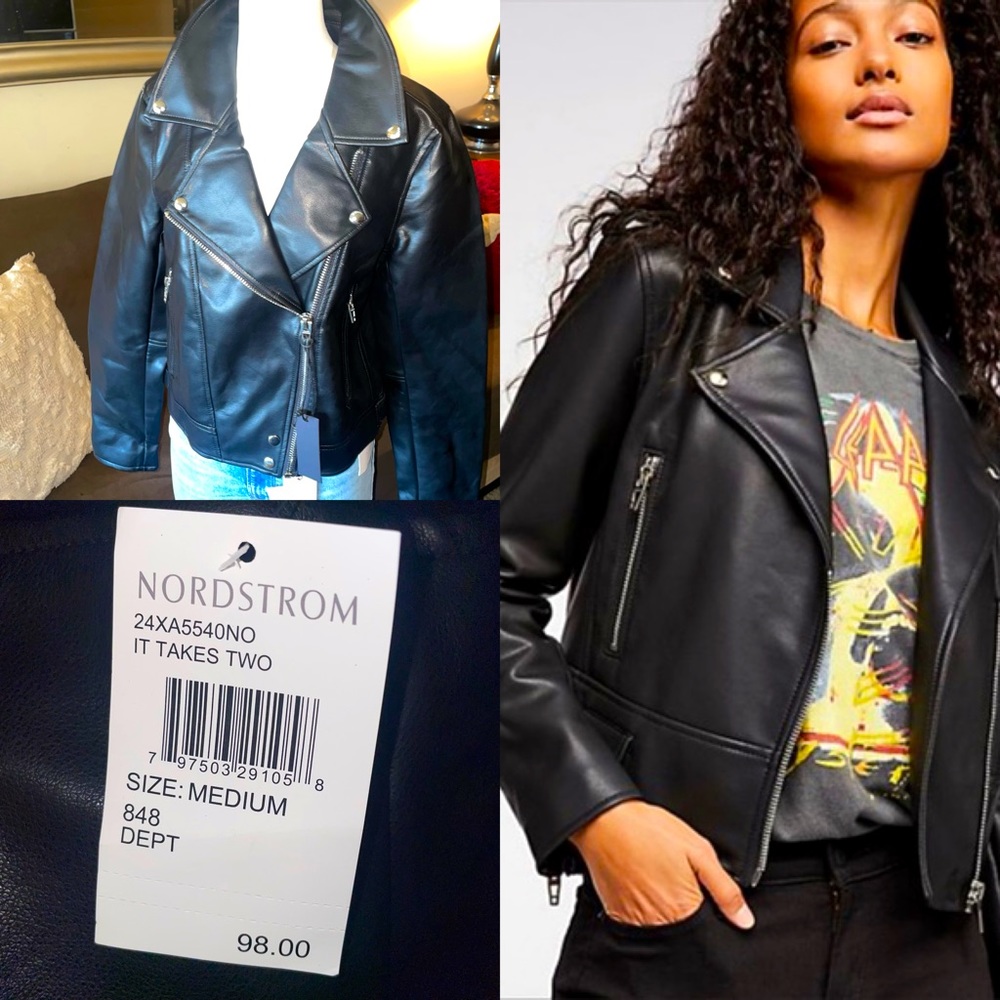 Vegan Leather Moto Jacket. Blank NYC. NWT. Size Medium. Faux Leather Jacket